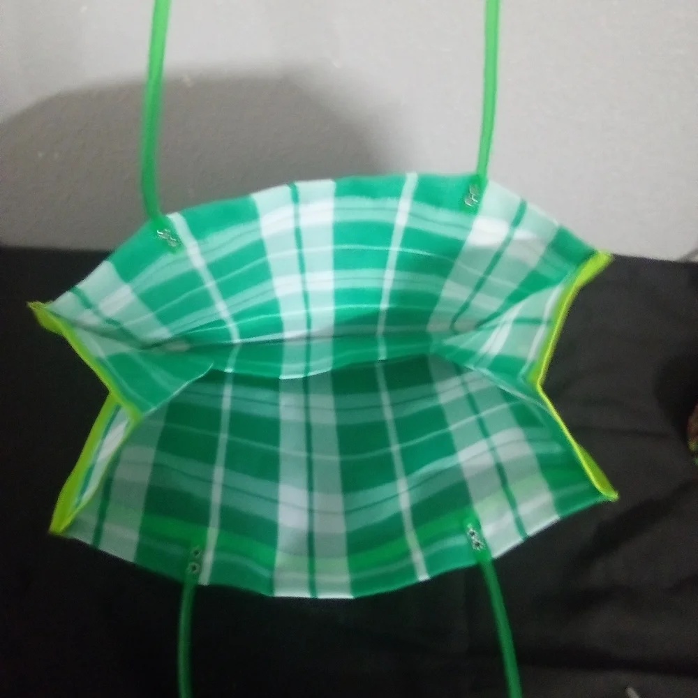 Colorful Tote Bag with Green Handles ( Casa )